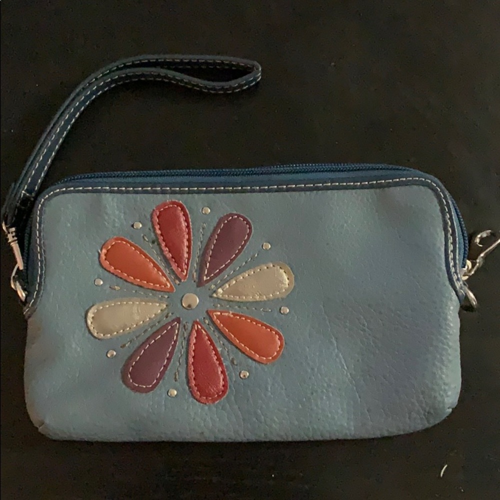 Boho style wristlet with flower on front
